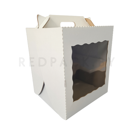 Коробка для торта с окном 280мм*280мм*350мм белая