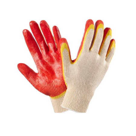 Перчатки х/б с 2-ой слой латекса красные