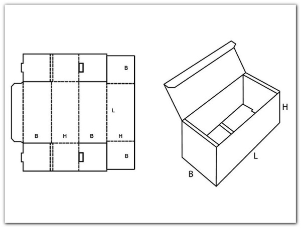 Самосборная коробка 215мм*105мм*100мм (FEFCO 0470)