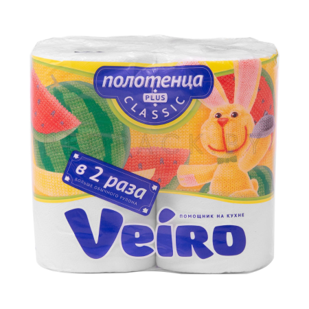 Полотенца бумажные 2-слойные "Veiro Classic Plus", 2рул/уп, белые